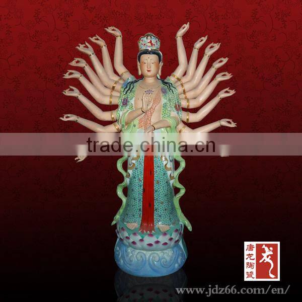 Goddess of Mercy with a Thousand Ceramic Hand Art Sculpture