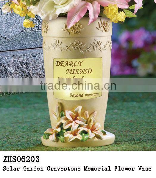 Solar Garden Gravestone Memorial Flower Vase