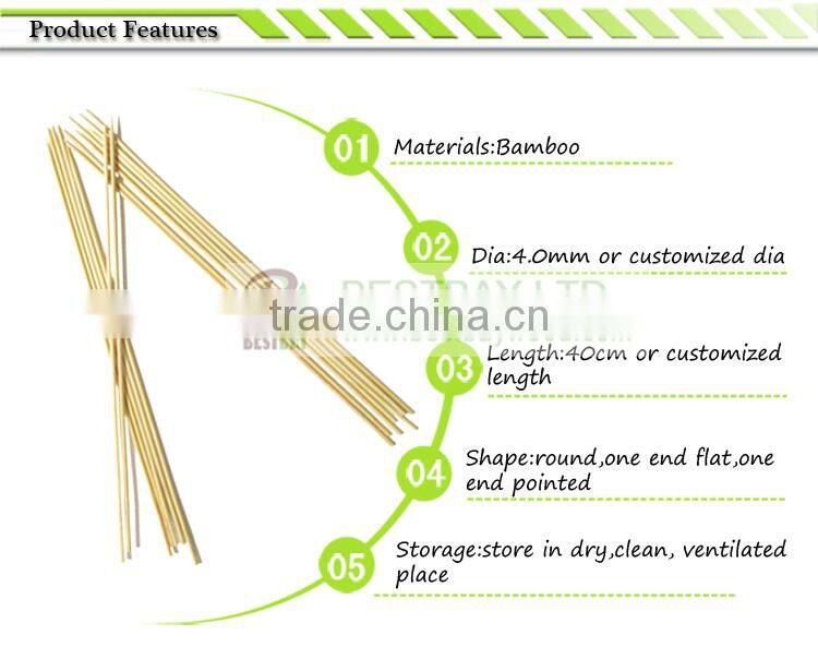 Factory hot sell bamboo bbq skewer,bamboo skewer 40cm