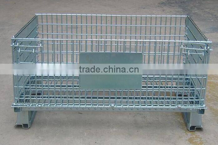 Galvanized plating folding wire mesh cages for goods storage in warehouse