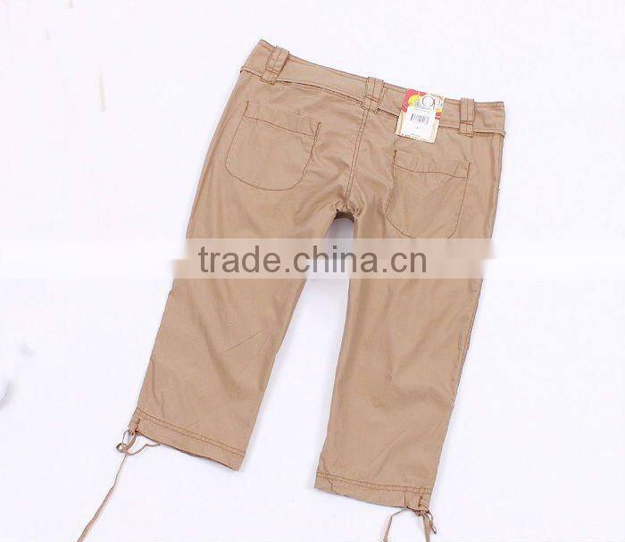 Ladies' 100% cotton twill cropped casual pants