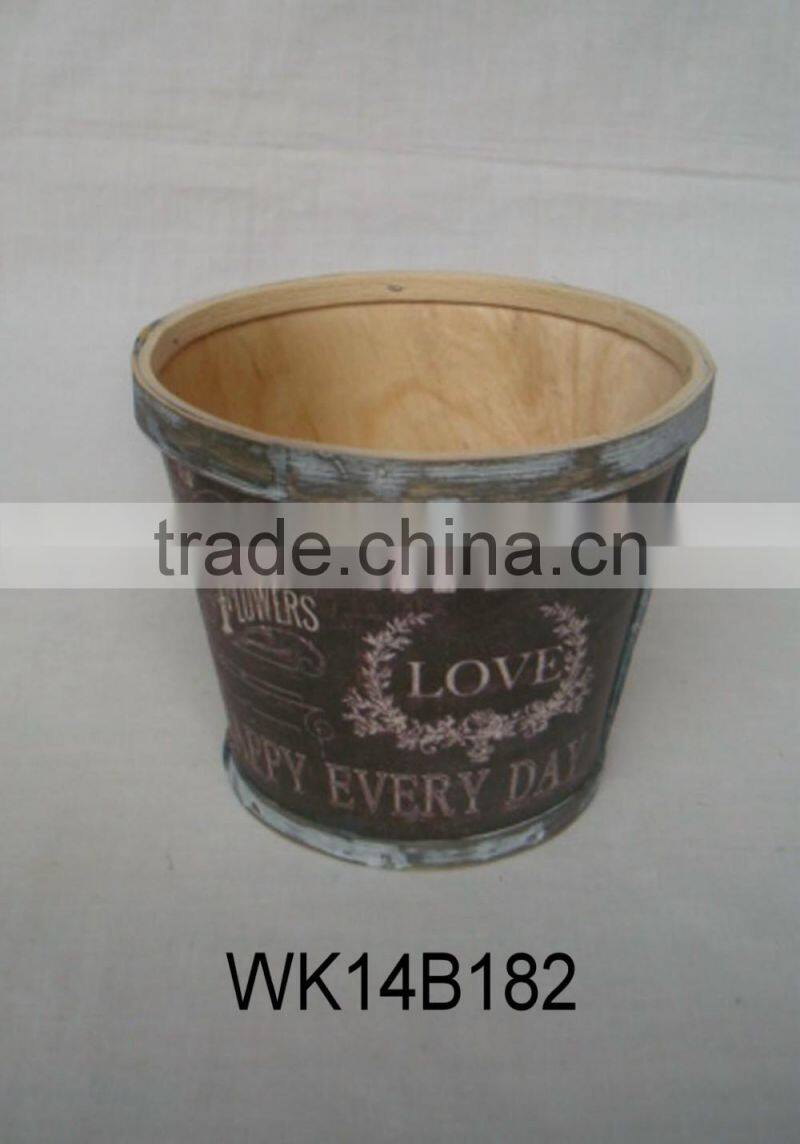beautiful decal wooden flower pot garden wood pot with plastic liner