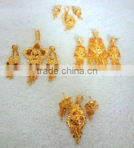 Fancy Micro Gold Plated Necklace and Pendant Sets