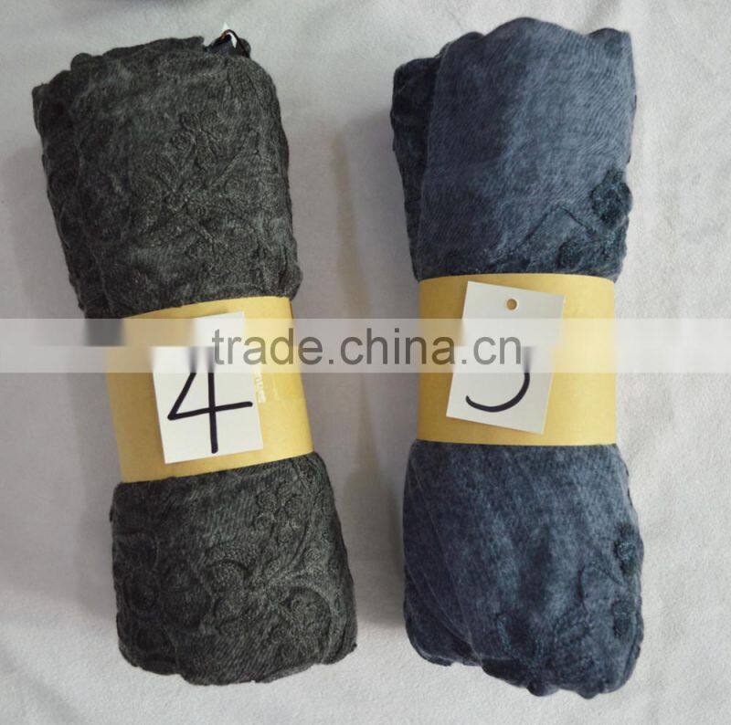 Fashion lady stitching floral popular pashmina shawl plain viscose scarf