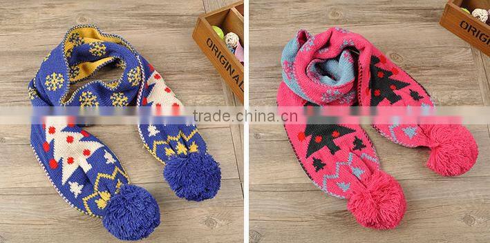 Christmas styles good quality made scarf baby kids knit scarf pattern