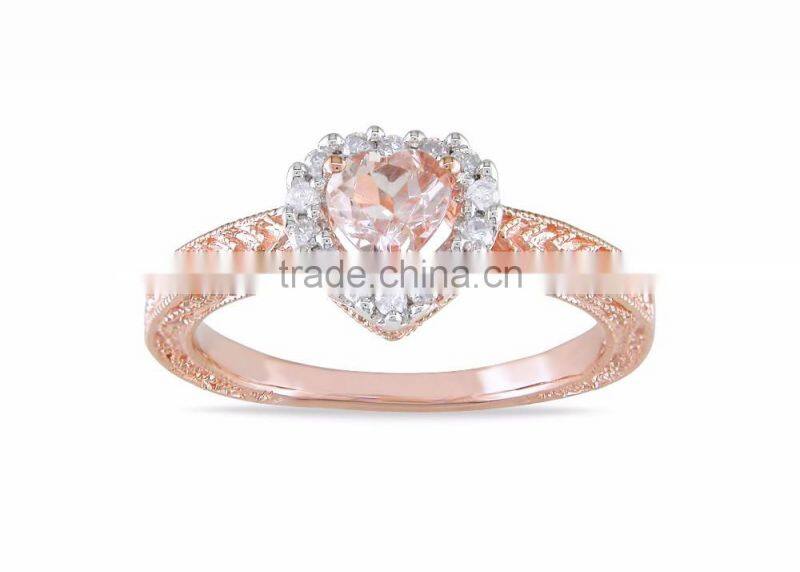 Two Tone Plated Fancy Big Gemstone Heart Ring