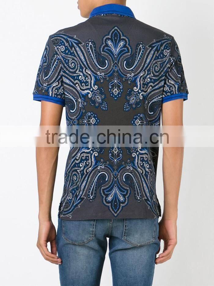 Modern fashion design paisley print polo shirts men