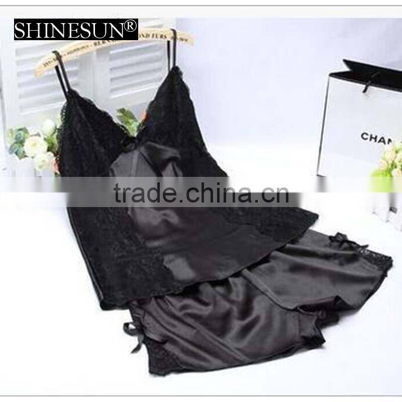 2017 silk pajamas harness sexy night skirt sleepwear home clothes sexy underwear