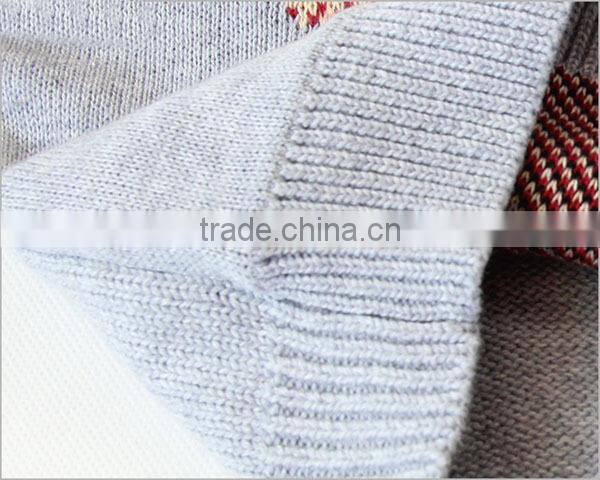 Cartoon bear jacquard boys crewneck knitted sweater