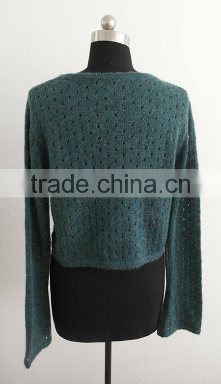 fashion ladies all over ajour knit mandarin sleeve mohair poncho
