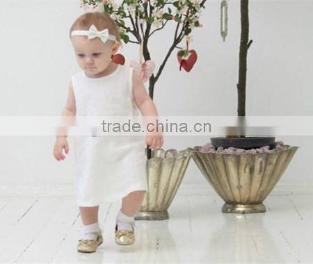 summer baby girl birthday party dress children frocks designs cotton linen A-line casual dress breathable boutique girl clothing