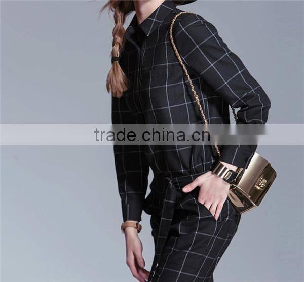 Modern grid individual tooling women's leisure jumpsuit
