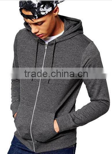 65% cotton 35% polyester custom heather grey plain zip hoodies men