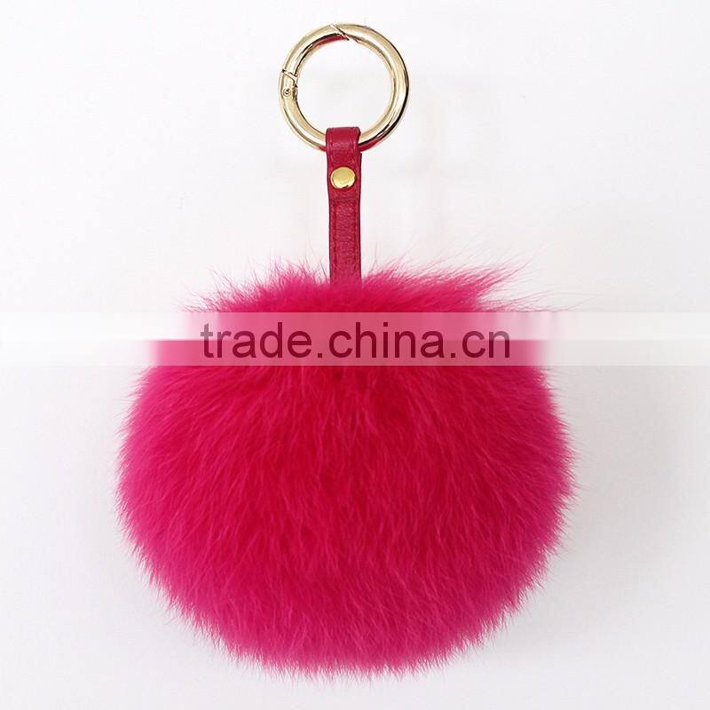 Myfur Comfortable Genuine Blue Fox Body Fur Pompoms Pendant for Women Handbag