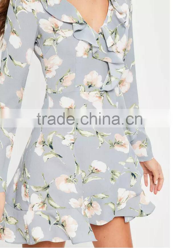 Latest Stylish Fiery Deep-V Sexy Floral Printed Backless Split Dress