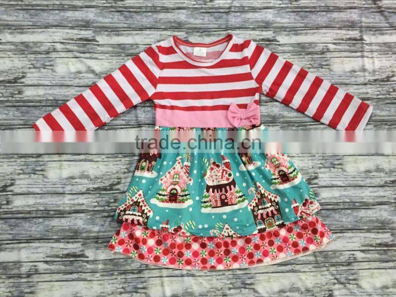 boutique girl flower print dress in summer new style baby frock designs