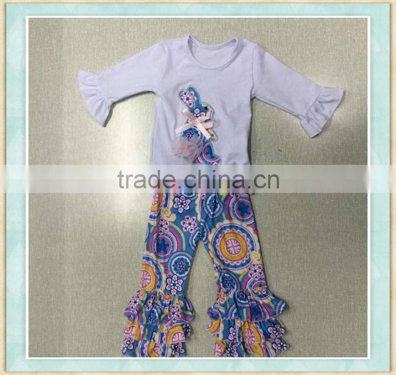 2017 Wholesale factory direct selling a outfit for a girl's Easter bunny the latest designer clothes
