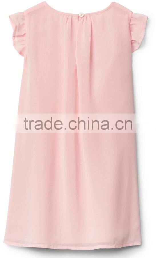 2017 OEM services fashion Custom Clothing Child smocked dress Lace neckline flutter dress