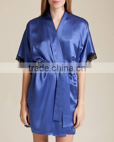 Wholesale new design plus pajamas satin dress blank plain short custom design satin Nighty robes women
