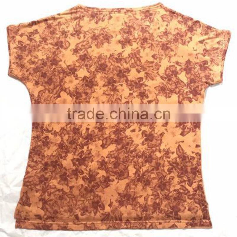 Ladies Fashion Design Back Full Printed Fitted T Shirts