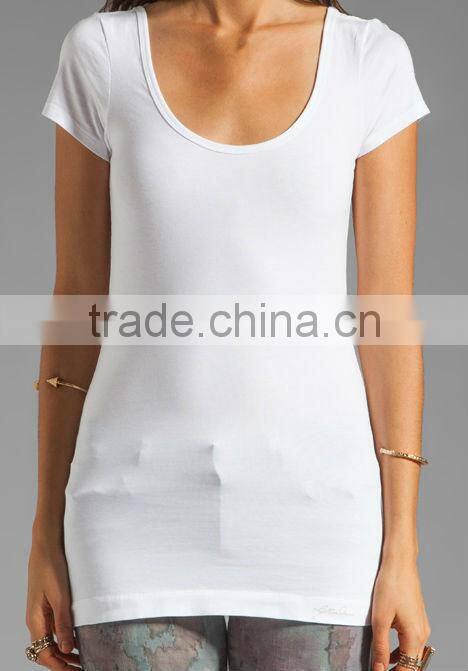 slim scoop neck white t shirts top tee