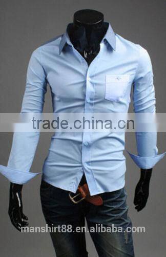 New Mens Plaid Hit Color Long Sleeve slim fit casual Shirt