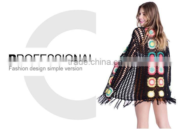 Wholesale poncho patterns knitting color combination womens cardigan sweater from shantou