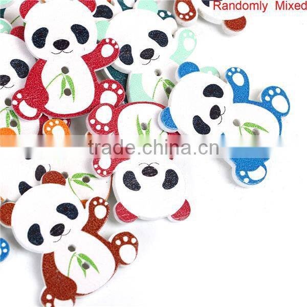 Wood Sewing Buttons Scrapbooking 2 Holes Panda Animal At Random