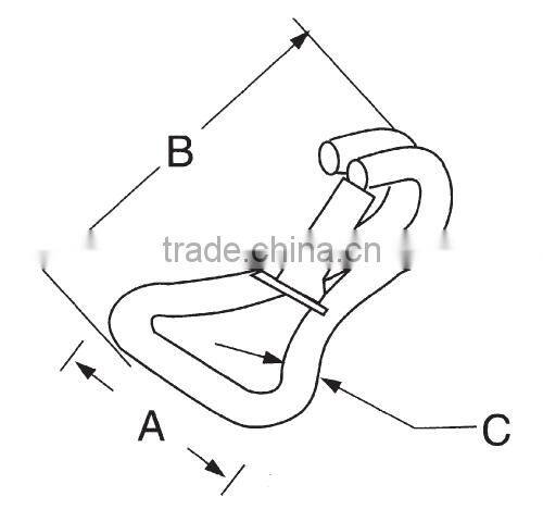 doudle J hook for 50mm polyester webbing(ratchet cargo strap )