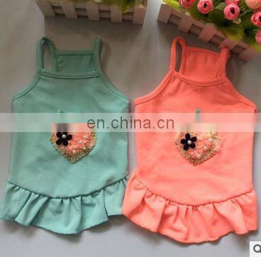 Cotton Dog Dress Strawberry Print Teddy Costume Summer Adorable Pet Clothes Cat Lady Skirt with Shoulder-straps