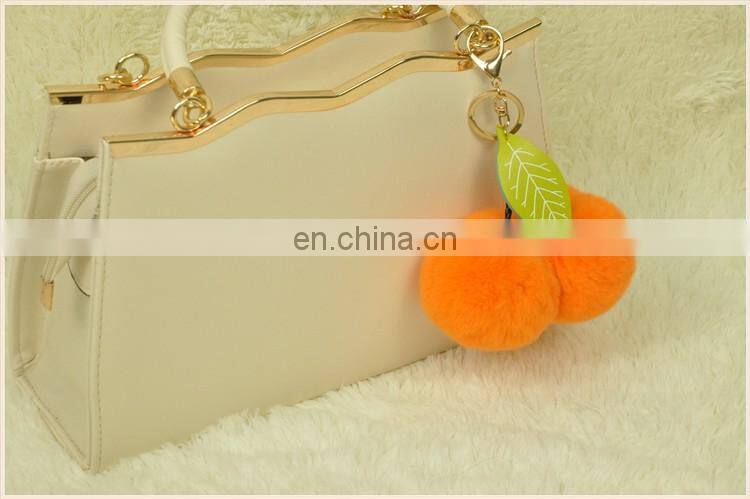 2016 Beautiful and Softly Cherry Accessory Genuine Rabbit Pompom Keychain Fur Ball