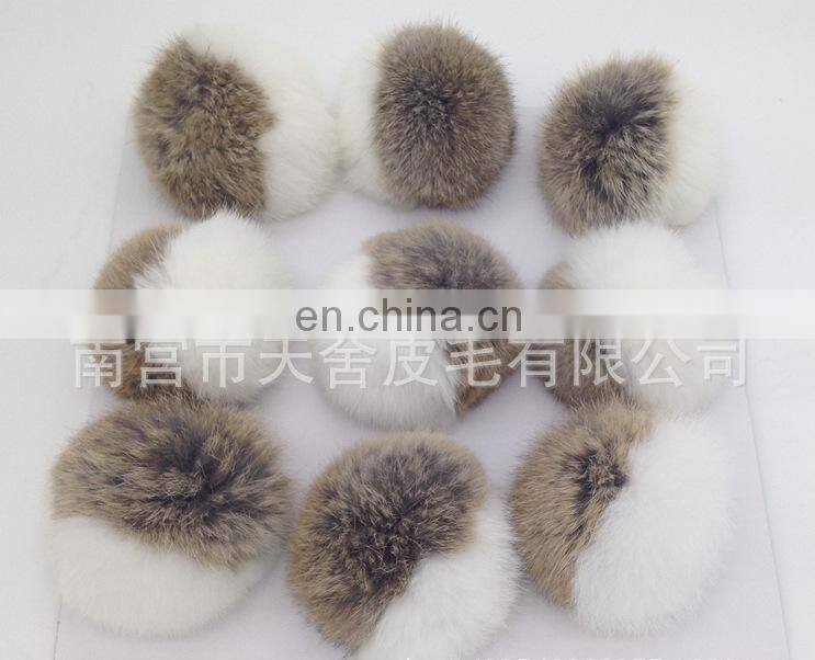 genuine fur trimming for beanie and garment two tone mixed color rabbit fur ball from china