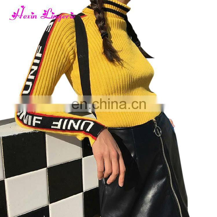 China manufacturer white tight letters printed cashmere knitted sweater for women