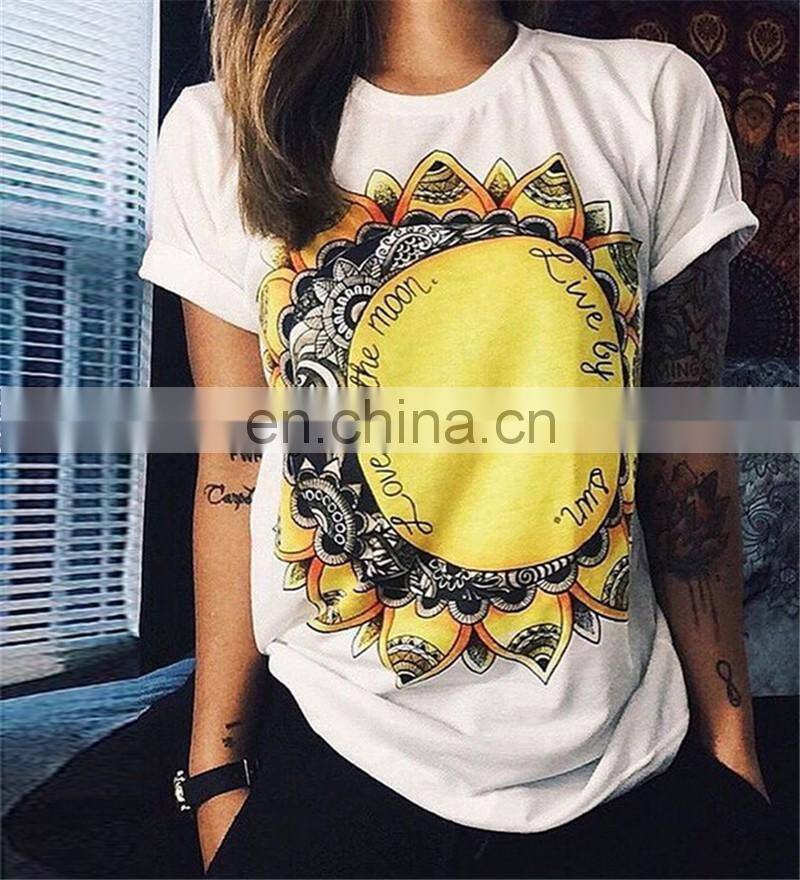 2017Spring and summer fashion loose tshirt color printed cotton shirt girls shirts