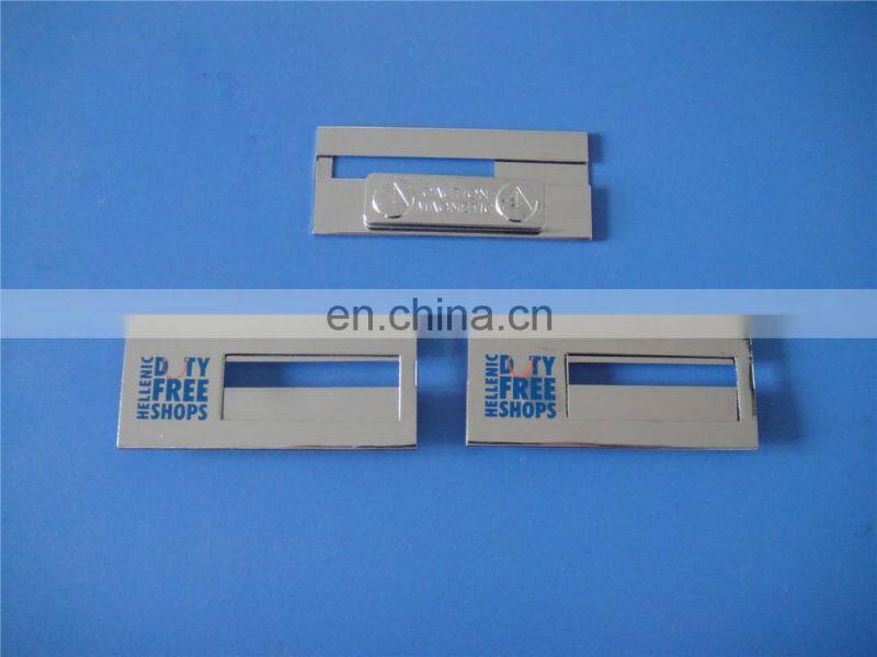 2017 rectangle shape name badge for hotel staff metal name plate