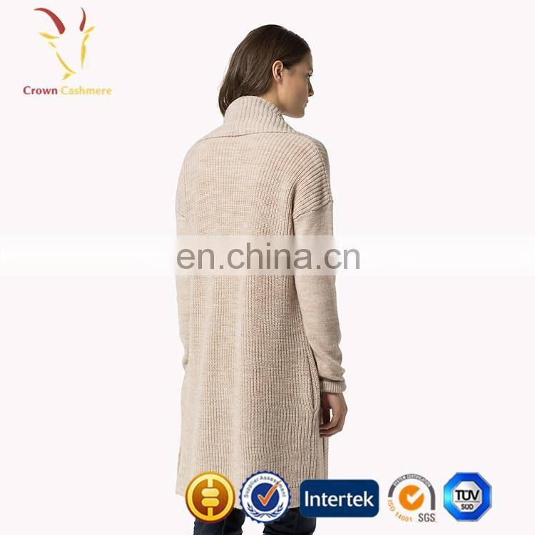 Long Teal Jersey Yellow Knit Cardigan Women