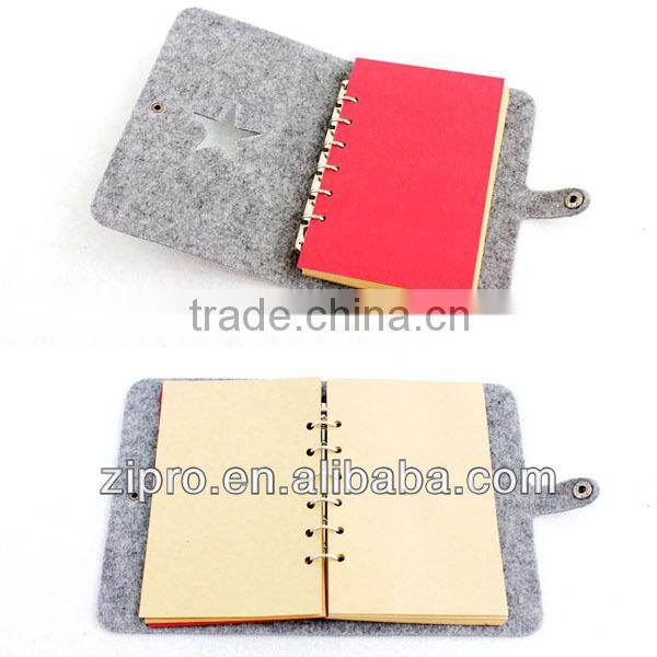 loose-leaf binder spiral notebook high qulaity wool notebook Multicolor cover with button notebook wooden free paper