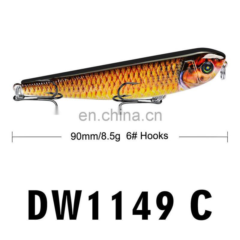 9CM Fishing Tackle Shop Pencil Luya Bait 8.5G Fake Bait 6# Black Nickel Hook