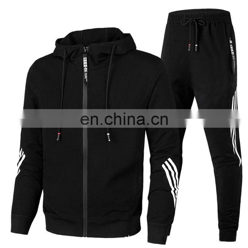 Hot sale new year christmas sale 2-pieces colour block hoodie plus size clothes sports suit custom men's hooded suit