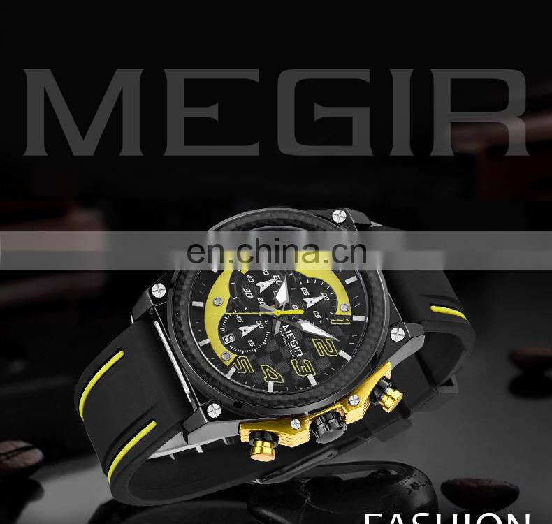 Chinese Wholesale MEGIR 2051 Original Brand Watch Fashion Military Big Dials Silicone Strap Sport Watches