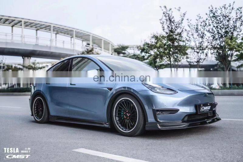 Runde Carbon Fiber Material For Tesla Model Y CMST Style Body Kit Hood Front Lip Side Skirts Rear Lip Spoiler