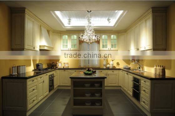 European style Good Quality ,U style PVC modular kitchen cabinet with island