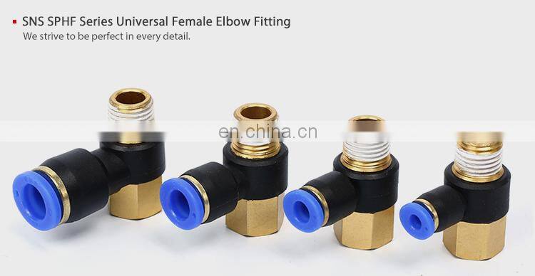 SNS SPHF Series Pneumatic 90 Degree Elbow Male-Female Thread Push To Connect Pipe Fittings Quick Tube Joints