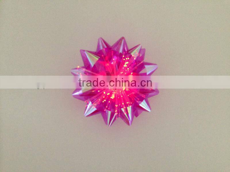 2013 New Design Gift Star Bow With LED Light/3.75" LED Lighting Party Decoration Star Ribbon Bows with fiber optic and bottom