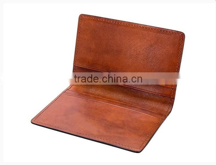 Factory customize Italian old leather card case RFID Blocking lining card pocket