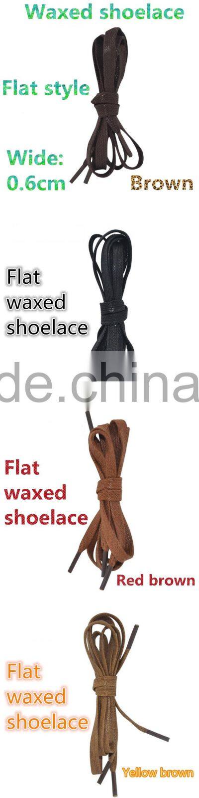 Wholesale waxed shoelaces brown flat style