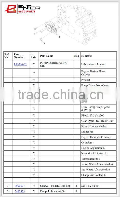 good quality spare parts 6CT engine oil pump 3415365