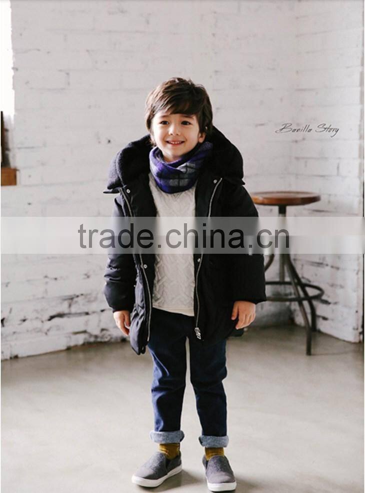 Wholesale Warm Acrylic Jacquard Checked Plaid Baby Boys Winter Scarf