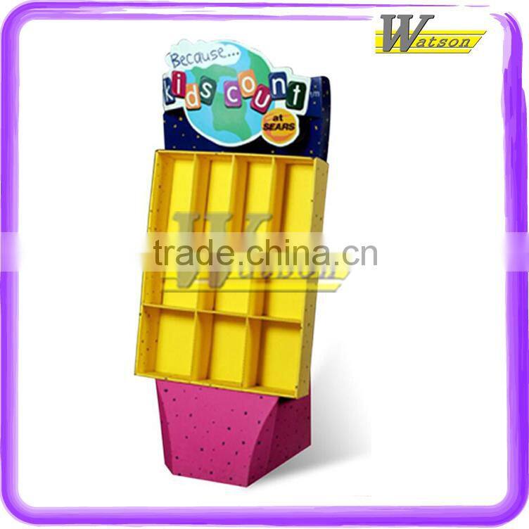 Colorful kids' products showing floor Cardboard Dispaly Stand for supermarket