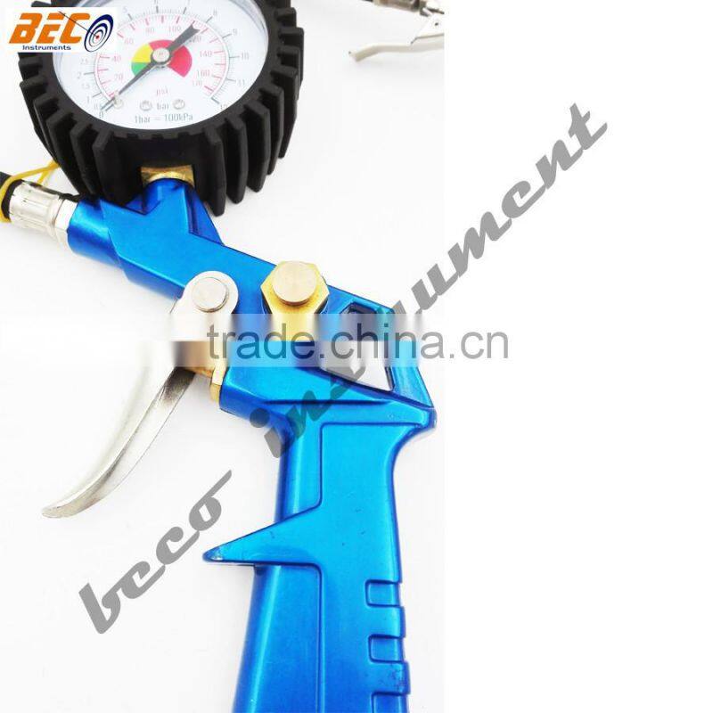 BECO blue portable car repair gun tire inflator with 60mm pressure gauge